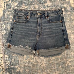 American Eagle Outfitters Rolled Hem Denim Shorts in Blue